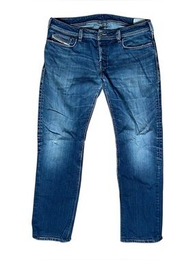 Diesel Zathan Bootcut Jeans Mens 33x32 Blue Distressed Y2K Denim 00882